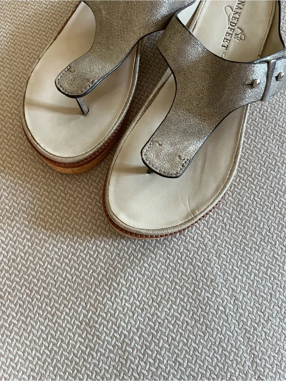 Naked Feet Women's Hadidd Leather Thong Sandals Size 6.5